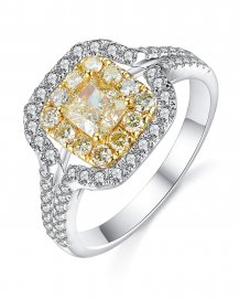 MULTI TONE CUSHION DIAMOND ENGAGEMENT RING (TR3659)